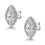 Marquise Diamond Halo Earrings, 925 Sterling Silver