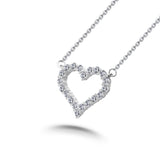 Diamond Heart Pendant, Love Heart Diamond Necklace, 925 Silver