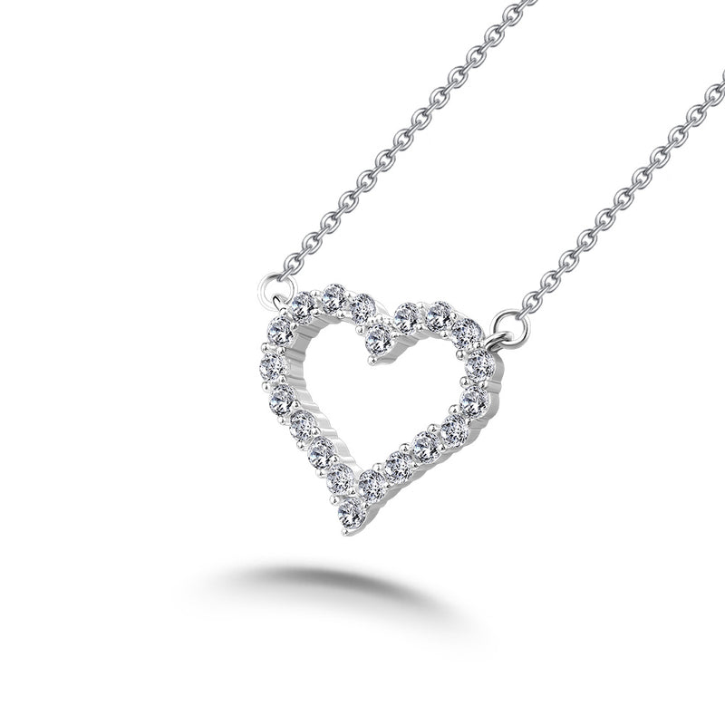 Diamond Heart Pendant, Love Heart Diamond Necklace, 925 Silver
