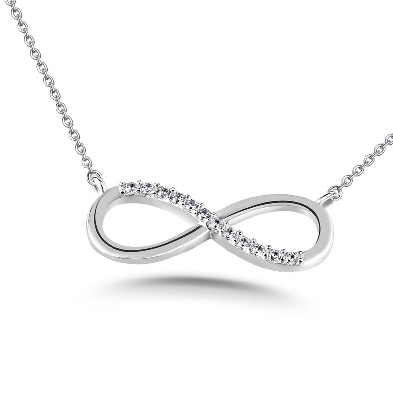 Infinity Diamond Necklace, 925 Silver