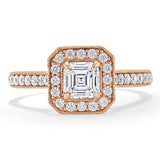 1.40ct Asscher Cut Moissanite Engagement Ring, Classic Halo, Available in White Gold, Platinum, Rose Gold or Yellow Gold