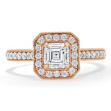 Lab-Diamond Asscher Cut Engagement Ring, Classic Halo, Choose Your Stone Size and Metal