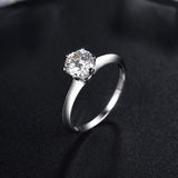 1.00ct Moissanite Engagement Ring, Classic Six Claw Setting with Knife Edge Shank, Sterling Silver & Platinum
