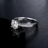 1.00ct Moissanite Engagement Ring, Classic Four Claw Setting with Stone Set Shoulders, Sterling Silver & Platinum