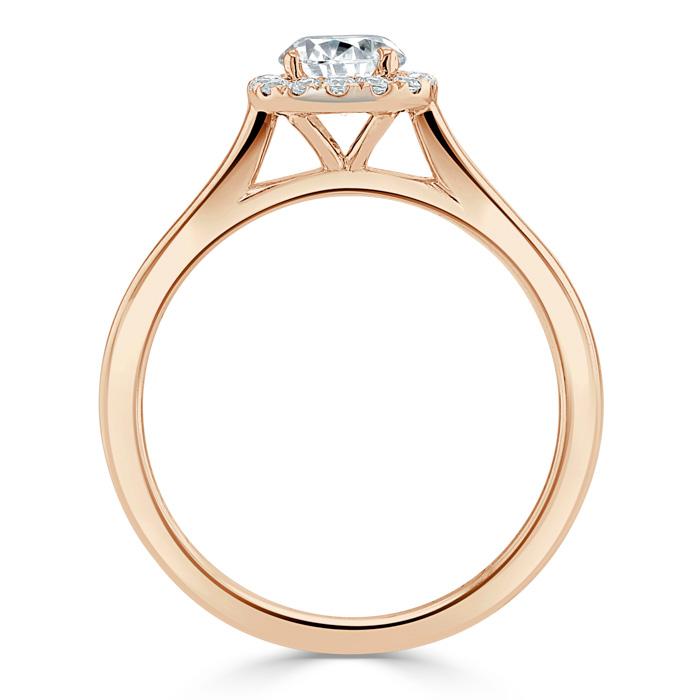 0.50ct Round Cut Moissanite Halo Engagement Ring, Available in White Gold or Platinum