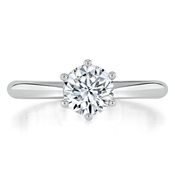 Lab-Diamond, Round Cut Engagement Ring, Classic Six Claw, Choose Your Stone Size and Metal