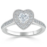 1.40ct  Heart Cut Moissanite Engagement Ring, Classic Halo,  Available in White Gold, Platinum, Rose Gold or Yellow Gold