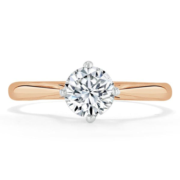 Lab-Diamond, Round Cut Engagement Ring, Classic Style, Choose Your Stone Size and Metal