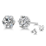 1.00ct each, Round Cut Diamond Stud Earrings, 925 Sterling Silver