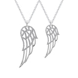 Diamond Angel Wing Pendant, Solid Sterling Silver 925