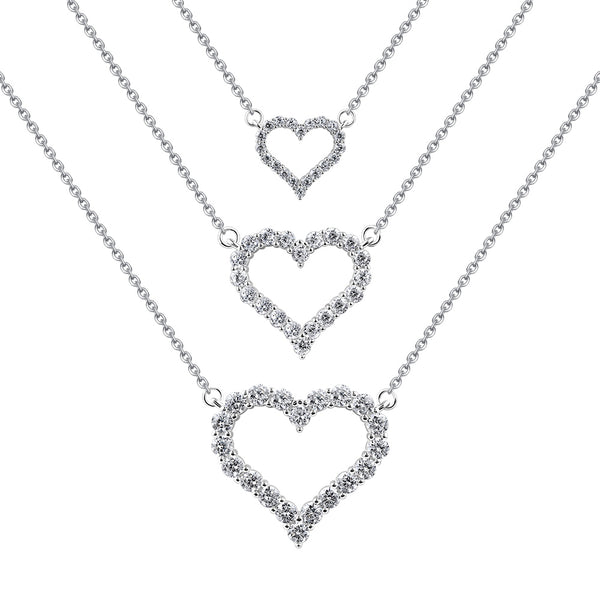 Diamond Heart Pendant, Love Heart Diamond Necklace, 925 Silver