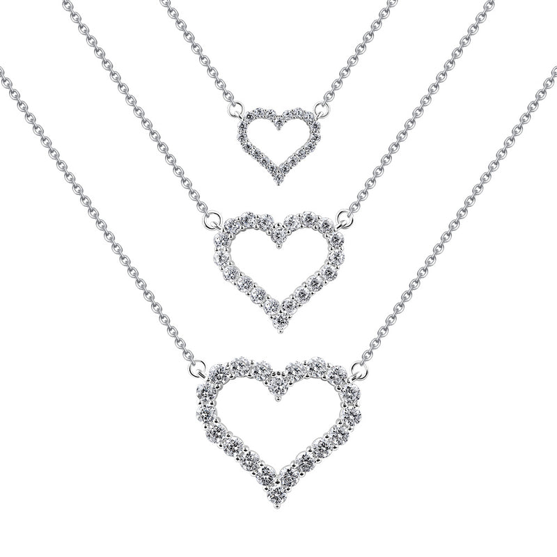 Diamond Heart Pendant, Love Heart Diamond Necklace, 925 Silver