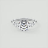 Round Cut Three Stone Moissanite Engagement Ring