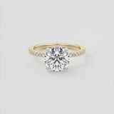 Round Cut Hidden Halo Moissanite Engagement Ring
