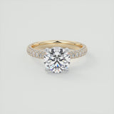 Round Cut Pave Set Moissanite Engagement Ring