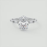 Oval Cut 3 Stone Diamond Tapered baguette Ring
