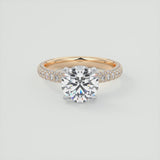Round Cut Pave Set Moissanite Engagement Ring