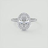 Oval Cut Halo Moissanite Engagement Ring