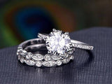 2.00ct Moissanite Ring Set, 3 Rings Total carat weight 2.00ct,Round Cut Colour F, Clarity VVS, Centre Stone 1.25ct