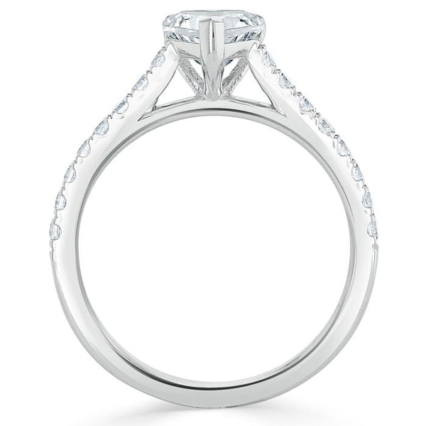 Lab-Diamond Heart Cut Engagement Ring, Classic Style, Choose Your Stone Size and Metal