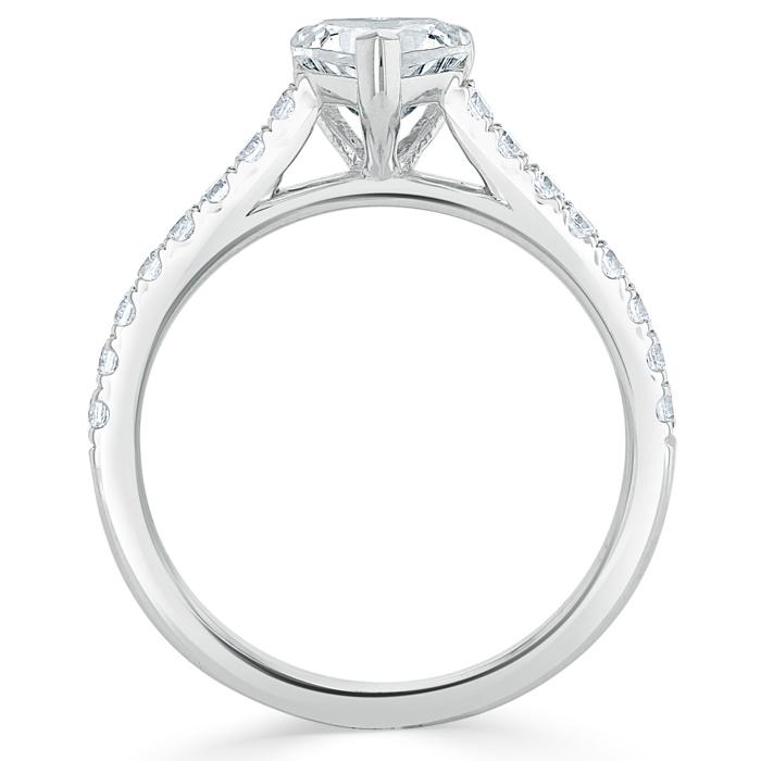 1.00ct  Heart Cut Moissanite Engagement Ring, Classic Style,  Available in White Gold, Platinum, Rose Gold or Yellow Gold