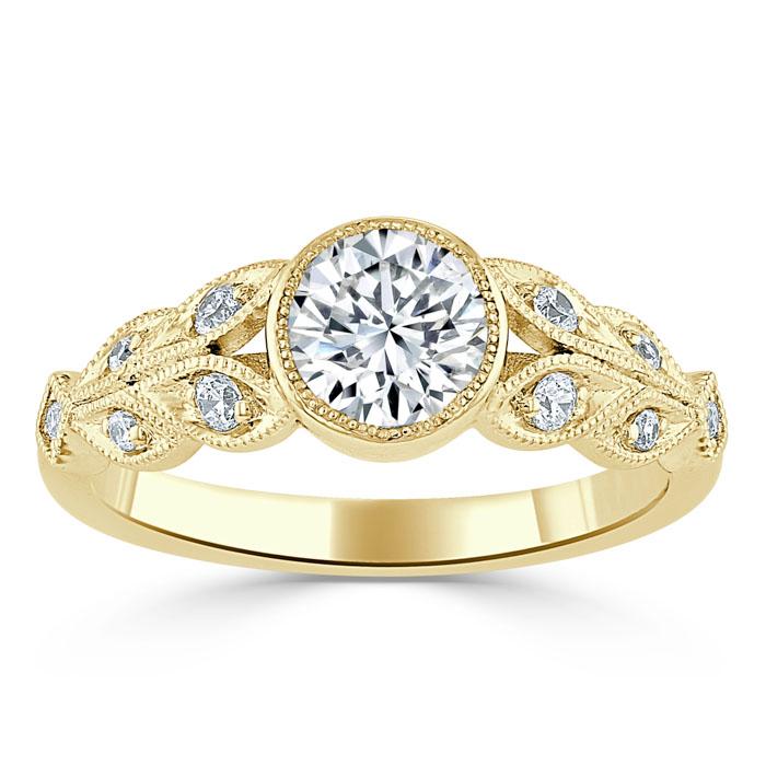 1.25ct Vintage Round Cut Moissanite Engagement Ring,  Available in White Gold, Platinum, Rose Gold or Yellow Gold