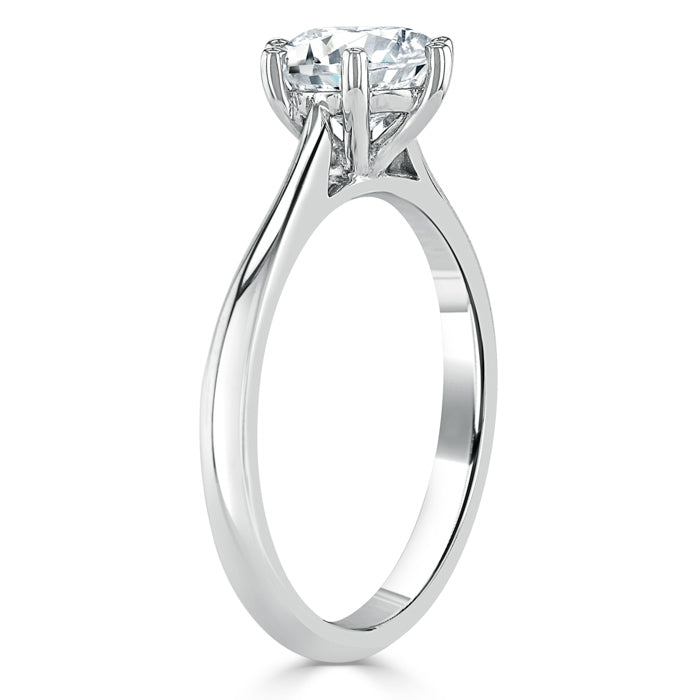 1.00ct  Round Cut Moissanite Engagement Ring, Classic Six Claw,  Available in White Gold, Platinum, Rose Gold or Yellow Gold