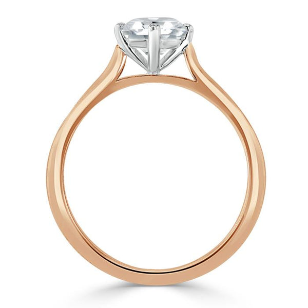 1.00ct  Round Cut Moissanite Engagement Ring, Classic Six Claw,  Available in White Gold, Platinum, Rose Gold or Yellow Gold