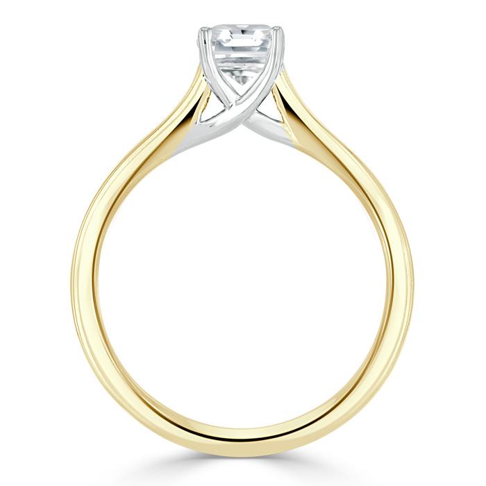 0.75ct Asscher Cut Moissanite Engagement Ring, Classic Style,  Available in White Gold, Platinum, Rose Gold or Yellow Gold