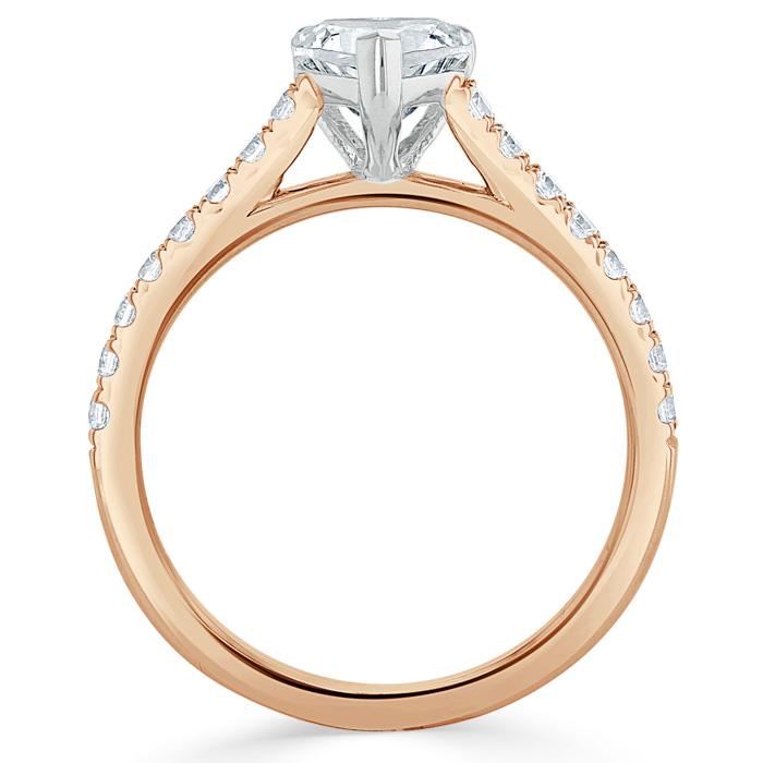 1.00ct  Heart Cut Moissanite Engagement Ring, Classic Style,  Available in White Gold, Platinum, Rose Gold or Yellow Gold