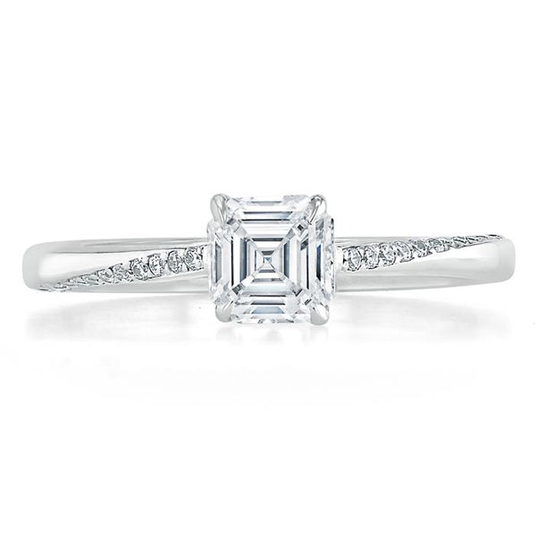 Lab-Diamond Asscher Cut Engagement Ring, Classic Style, Choose Your Stone Size and Metal