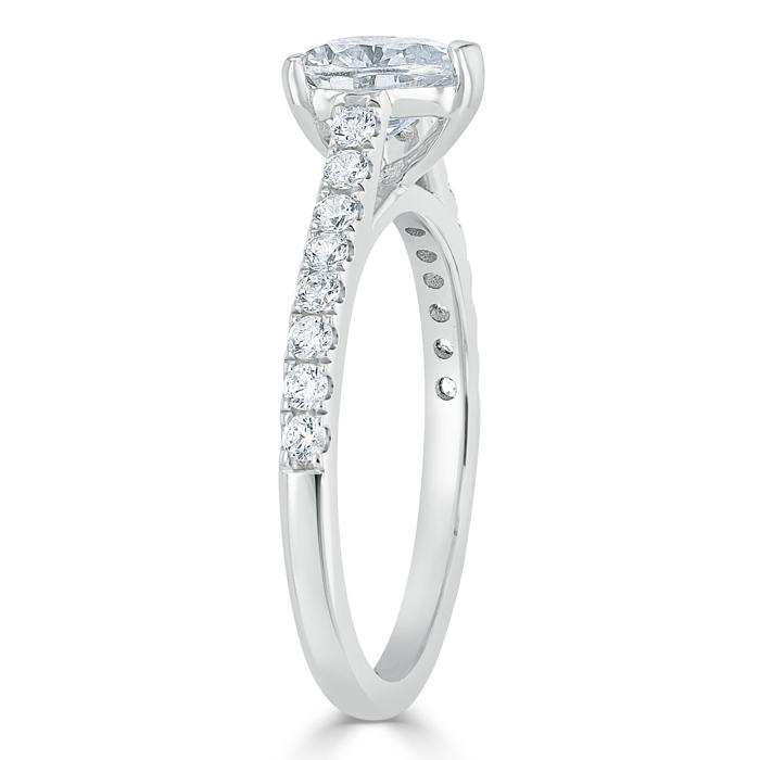 1.00ct  Heart Cut Moissanite Engagement Ring, Classic Style,  Available in White Gold, Platinum, Rose Gold or Yellow Gold