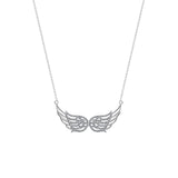 Pave Set Angel Wing Diamond Pendant, Solid Silver 925
