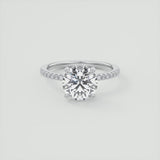 Round Cut Hidden Halo Moissanite Engagement Ring