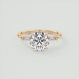 Round Cut Tapered Baguette Moissanite Ring