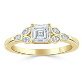 1.00ct Asscher Cut Moissanite Engagement Ring, Vintage Style,  Available in White Gold, Platinum, Rose Gold or Yellow Gold