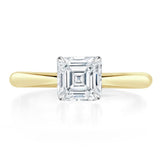 1.00ct Asscher Cut Moissanite Engagement Ring, Classic Style,  Available in White Gold, Platinum, Rose Gold or Yellow Gold