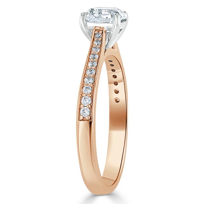 1.00ct  Asscher Cut Moissanite Engagement Ring, Classic Style,  Available in White Gold, Platinum, Rose Gold or Yellow Gold