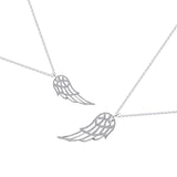 Diamond Angel Wing Pendant, Solid Sterling Silver 925