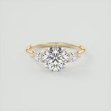 Round Cut Three Stone Moissanite Engagement Ring