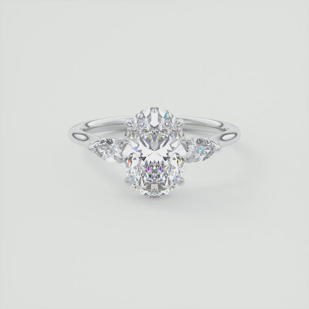Oval Cut 3 Stone Moissanite Engagement Ring