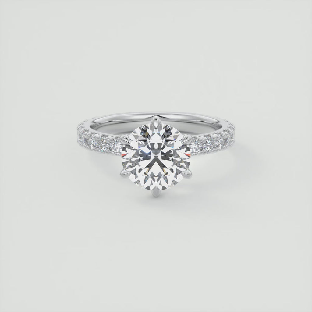 Round Cut Six Claw Moissanite Engagement Ring