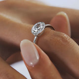 Oval Classic Rub-Over Moissanite Engagement Ring
