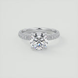 Round Cut Pave Set Moissanite Engagement Ring