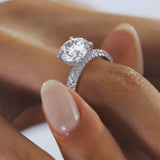 Round Cut Pave Set Moissanite Engagement Ring