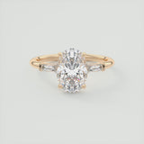 Oval Cut 3 Stone Diamond Tapered baguette Ring