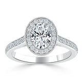 1.35ct Oval Cut Moissanite Halo Engagement Ring, Tiffany Style,  Available in White Gold, Platinum, Rose Gold or Yellow Gold