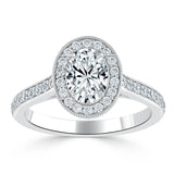 1.35ct Oval Cut Moissanite Halo Engagement Ring, Tiffany Style,  Available in White Gold, Platinum, Rose Gold or Yellow Gold