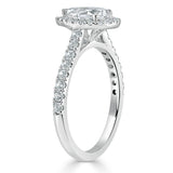 1.45ct Pear Cut Moissanite Engagement Ring, Classic Halo, Available in White Gold, Platinum, Rose Gold or Yellow Gold