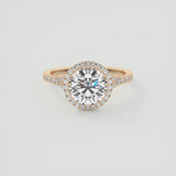 Round Cut Halo Moissanite Engagement Ring
